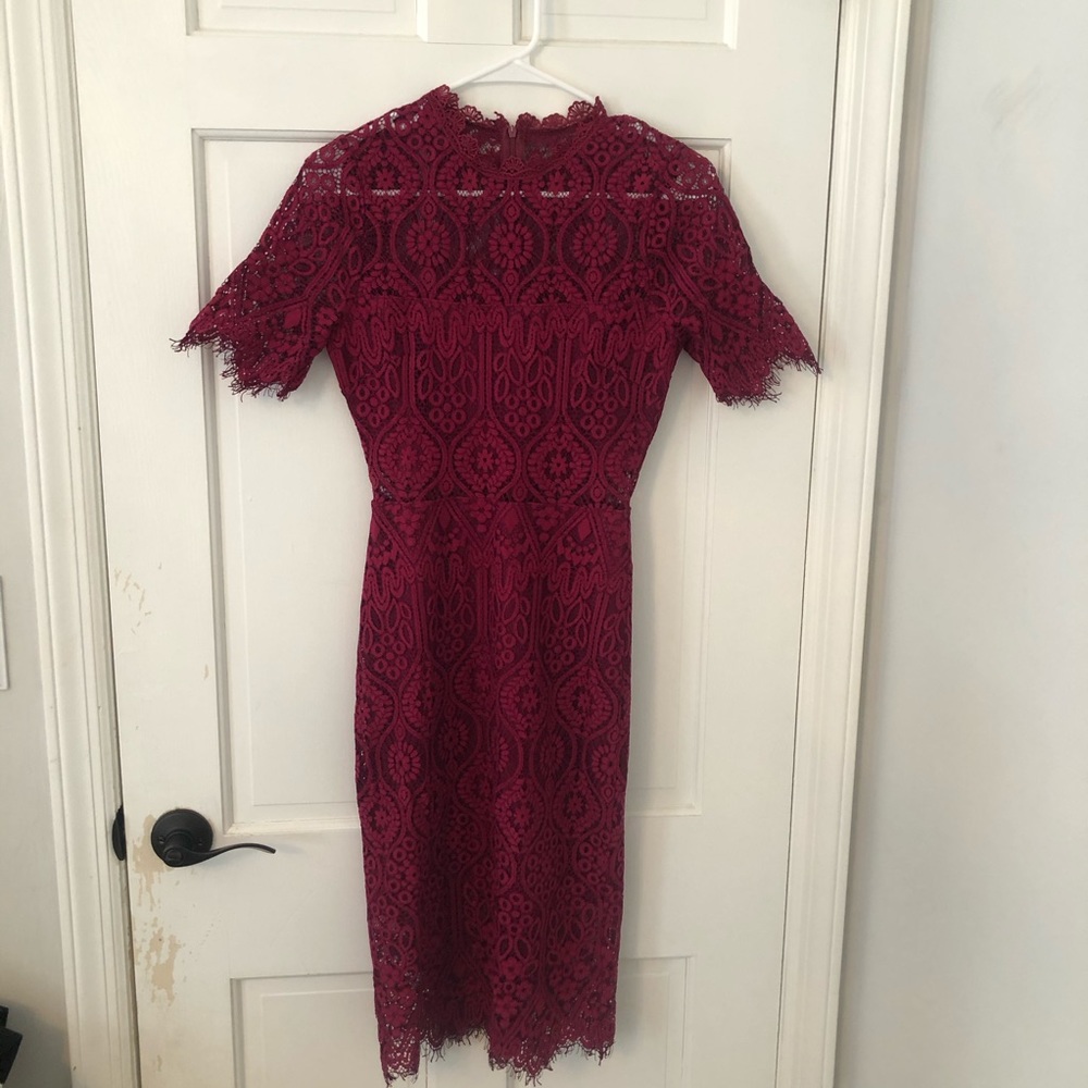 Lulu’s Remarkable Burgundy Lace Dress